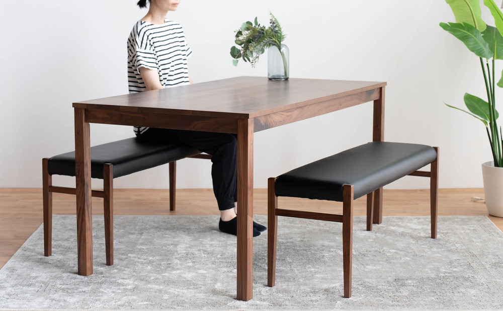 DT01 BC01 3点 ダイニングセット ウォールナット オールマイティブラック テーブル ベンチ