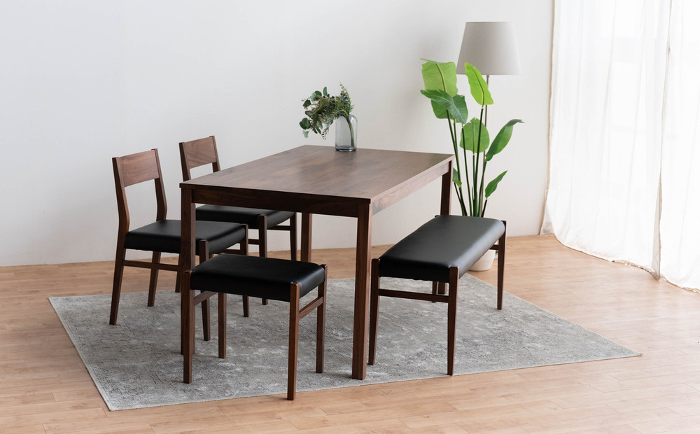 DT01 DC01 BC01 ST01 5点 ダイニングセット ウォールナット オールマイティブラック テーブル 椅子 ベンチ スツール