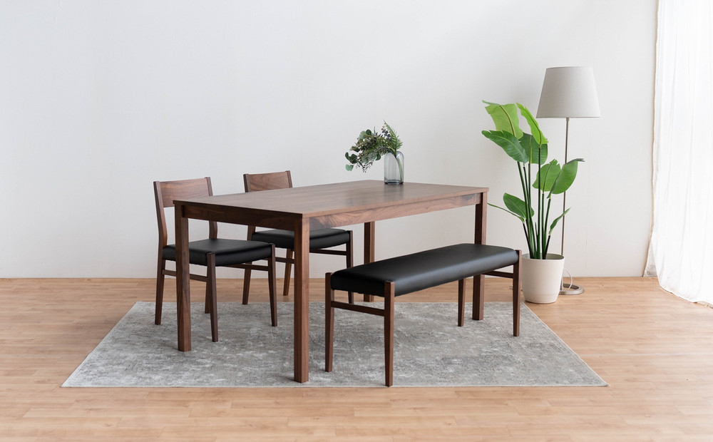 DT01 DC01 BC01 4点 ダイニングセット ウォールナット オールマイティブラック テーブル 椅子 ベンチ