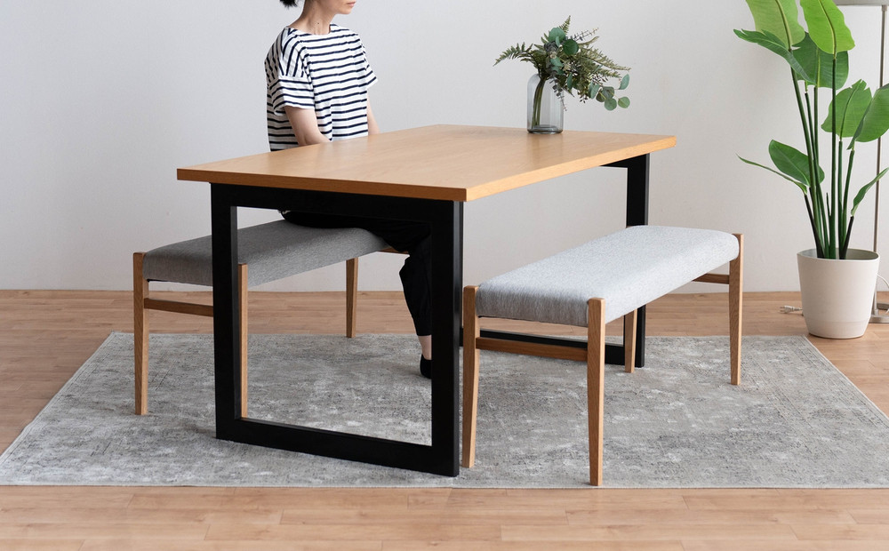 DT02 BC01 3点 ダイニングセット オーク アネルカグレー テーブル ベンチ