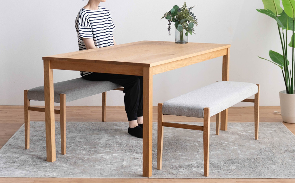 DT01 BC01 3点 ダイニングセット オーク アネルカグレー テーブル ベンチ
