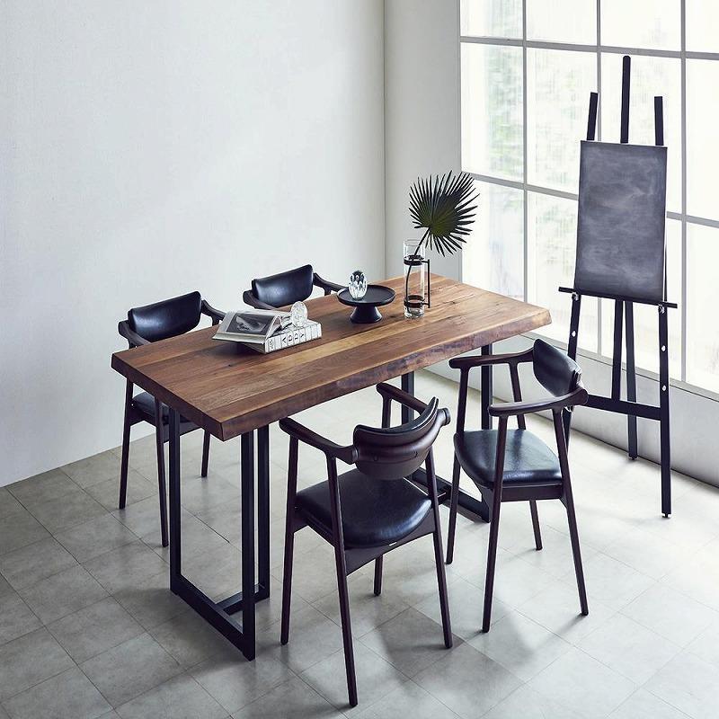 ラミエッジテーブル ウォールナットW2000(WN色椅子・脚セット)【関家具】