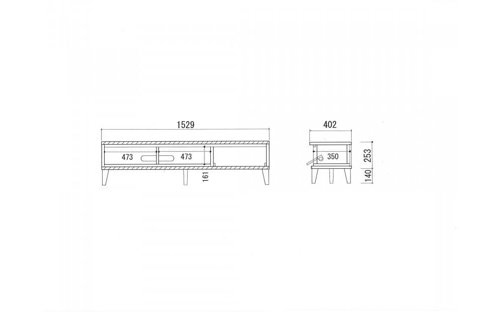 大川家具 幅153cm テレビボード レッドオーク -leo-レオ
