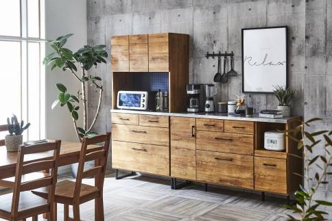 ブルックリンスタイルのステンレス天板キッチンカウンター 120cm幅