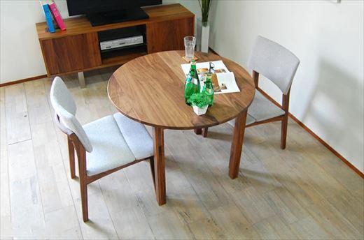 幅100ウォールナットラウンドテーブル／NO.1シリーズ／大川家具