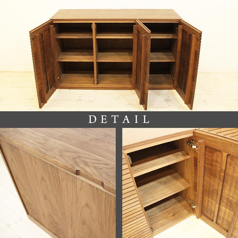 【大川家具】無垢材 キャビネット サイドボード 本棚 収納家具 収納キャビネット 風雅 幅1200 ウォールナット 扉付き収納 可動棚 天然木 北欧 国産 高級感【設置付き】