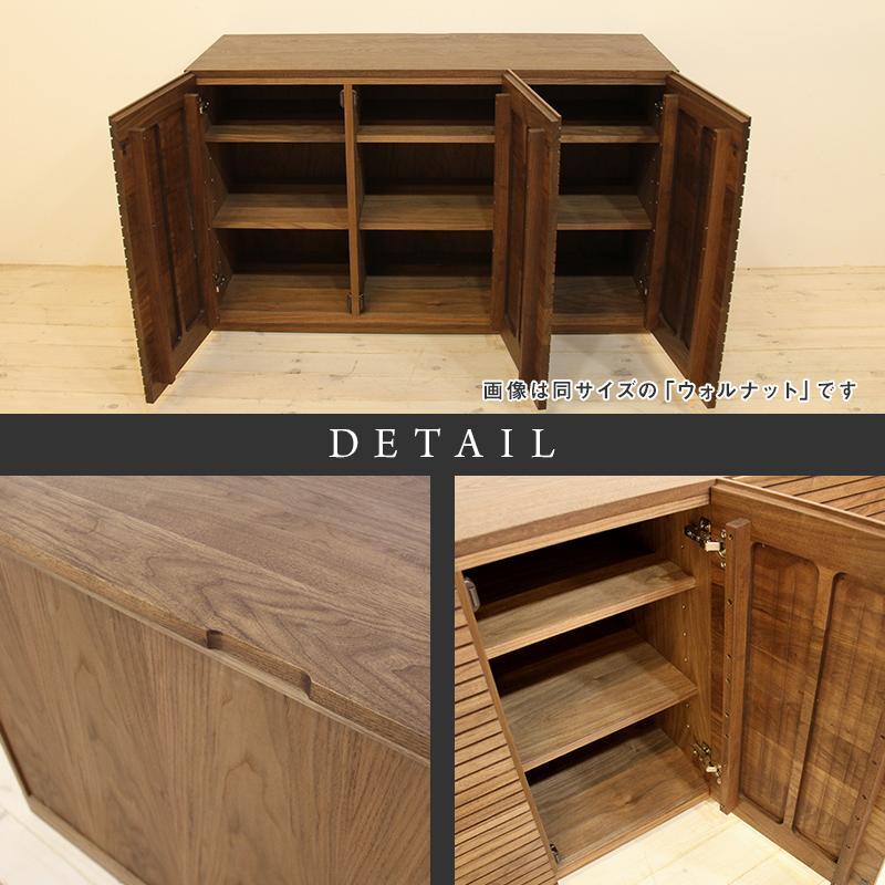 【大川家具】無垢材 キャビネット サイドボード 本棚 収納家具 収納キャビネット 風雅 幅1200 ブラックチェリー 扉付き収納 可動棚 天然木 北欧 国産 完成品【設置付き】