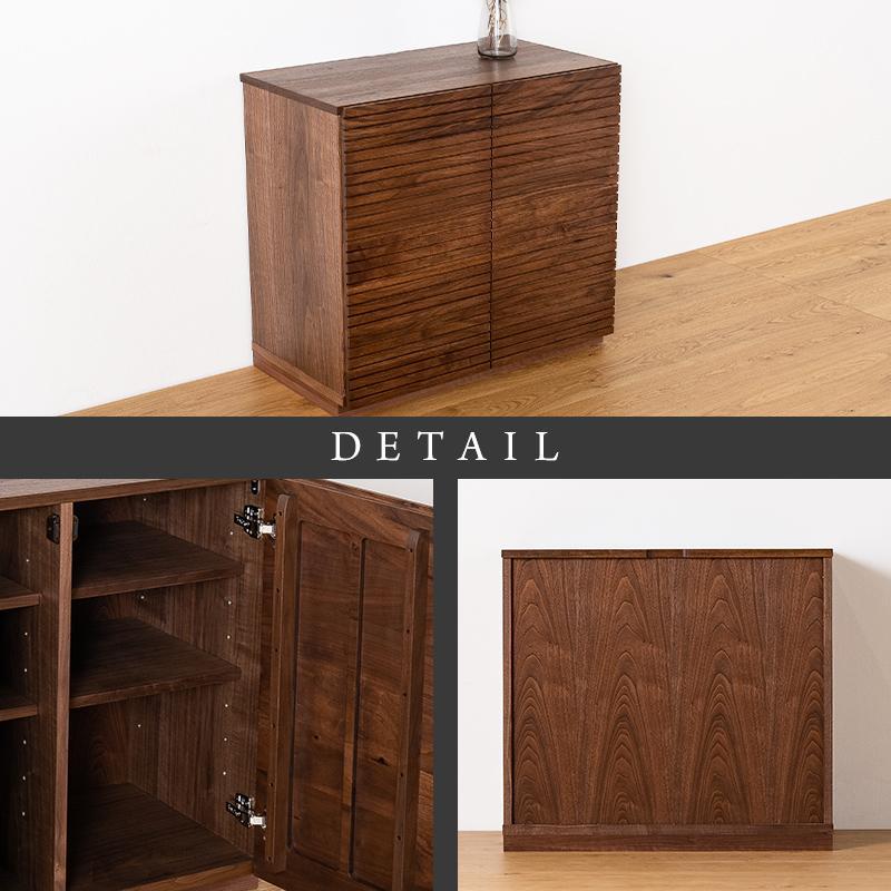 【大川家具】無垢材 キャビネット サイドボード 本棚 収納家具 風雅 幅800 ウォールナット 扉付き収納 可動棚 天然木 北欧 国産 日本製 完成品 高級感【設置付き】