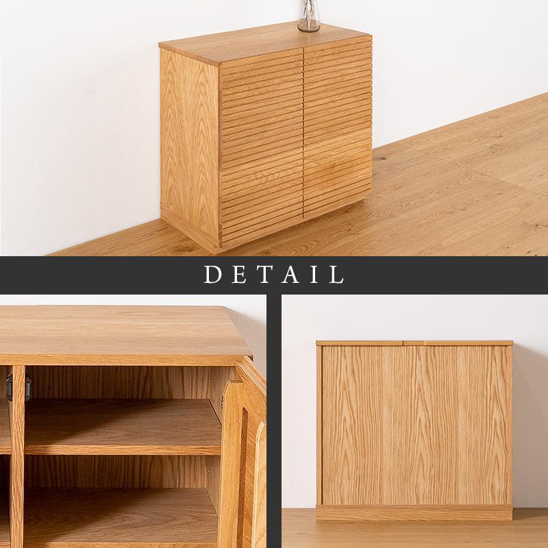 【大川家具】無垢材 キャビネット サイドボード 本棚 収納家具 風雅 幅800 ホワイトオーク 扉付き収納 可動棚 天然木 北欧 国産 日本製 完成品 高級感【設置付き】