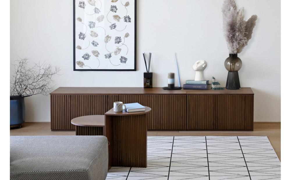 【開梱設置】高野木工 リブシリーズ H40サイドテーブル ウォルナット【10年保証】