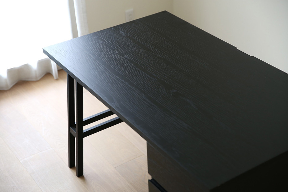 【開梱設置】高野木工 プレーンデスク SET5 オーク黒塗装（W120×D70cm）【10年保証】