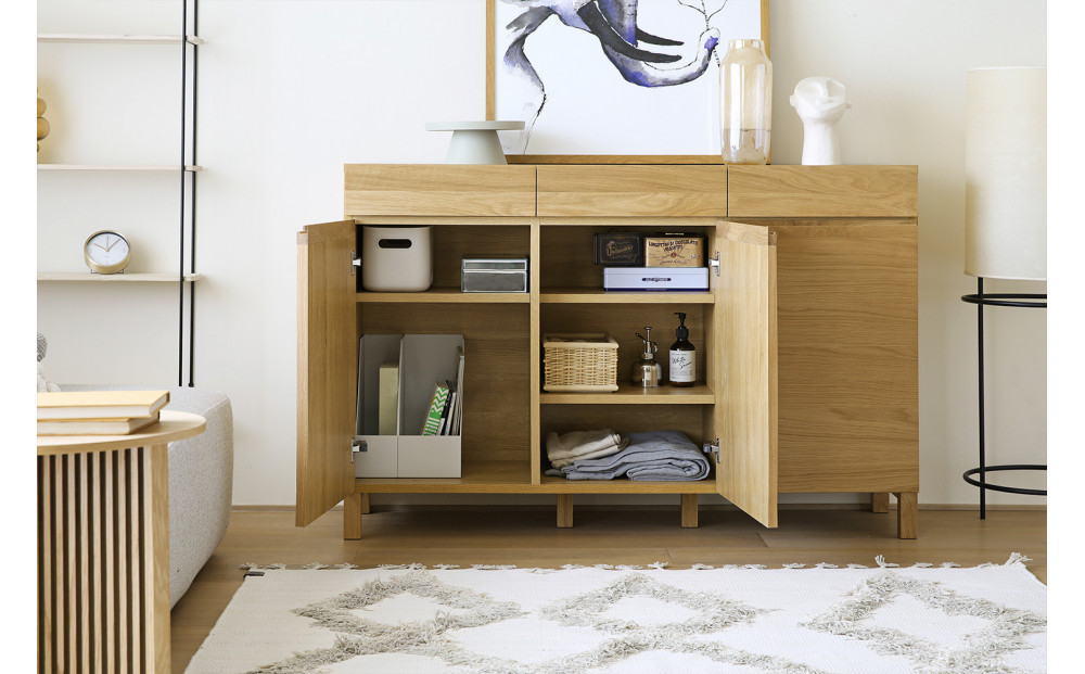 【開梱設置】高野木工 LECCE レッチェ 134キャビネット オーク【10年保証】