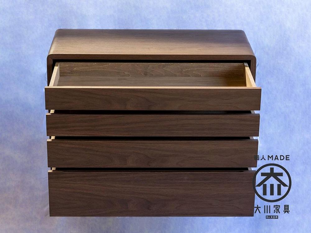 cocone　4段チェスト　ウォールナット オイルフィニッシュ　北欧テイスト　ロータイプ チェスト 棚 キャビネット リビングボード サイドボード 飾り棚 MUFactory