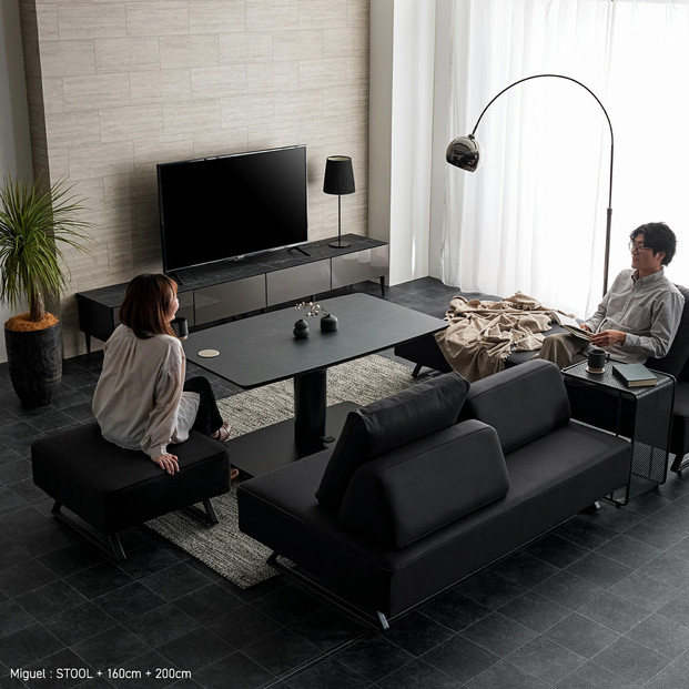 ミゲル スツール 65cm チャコールブラック【モーブル】【大川家具】