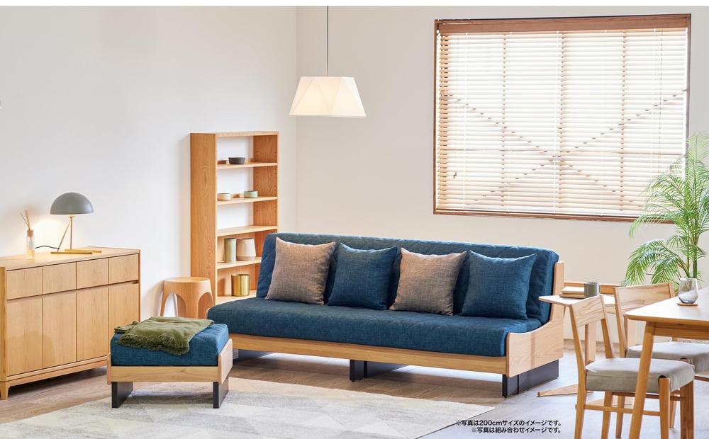 【 シェニール らくらくカバー セット ＜ピューターグレー＞ 】 ソファ ソファベッド 幅200 ドロシー2 ごろ寝ソファ ＜ナチュラル×ブルー＞【モーブル】【大川家具】