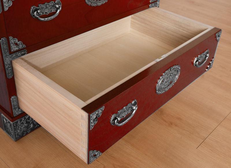 【吉野民芸 25整理片開 朱色（銀古美）】★創業明治40年老舗「境木工」熟練の職人の手により1つ1つ丁寧に作り上げる伝統工芸品「吉野民芸家具」