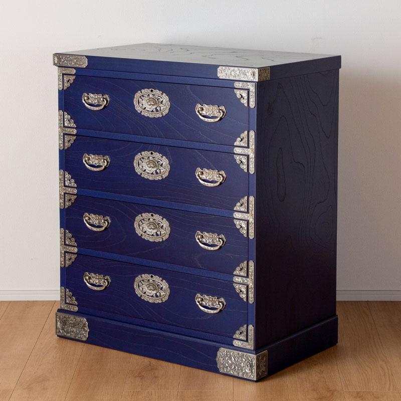 【吉野民芸 25整理タンス 群青（銀古美）】★創業明治40年老舗「境木工」熟練の職人の手により1つ1つ丁寧に作り上げる伝統工芸品「吉野民芸家具」