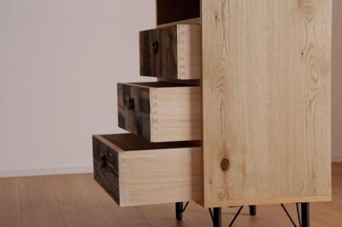 【MARBLE／マーブル 60チェスト ホワイトオーク】★古材パネルを1枚1枚手作業で張り合わせたおしゃれなデザインのチェスト商品ごとに異なる表情を持つデザインは唯一無二の1点物