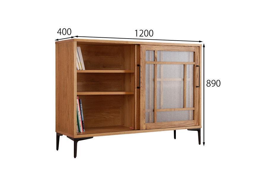 【amico／アミコ 120キャビネット】★レトロなガラス扉がノスタルジックな雰囲気を感じるおしゃれなデザインのキャビネット強くて頑丈なアッシュ材の木目と質感を活かしたオイル塗装仕上げ