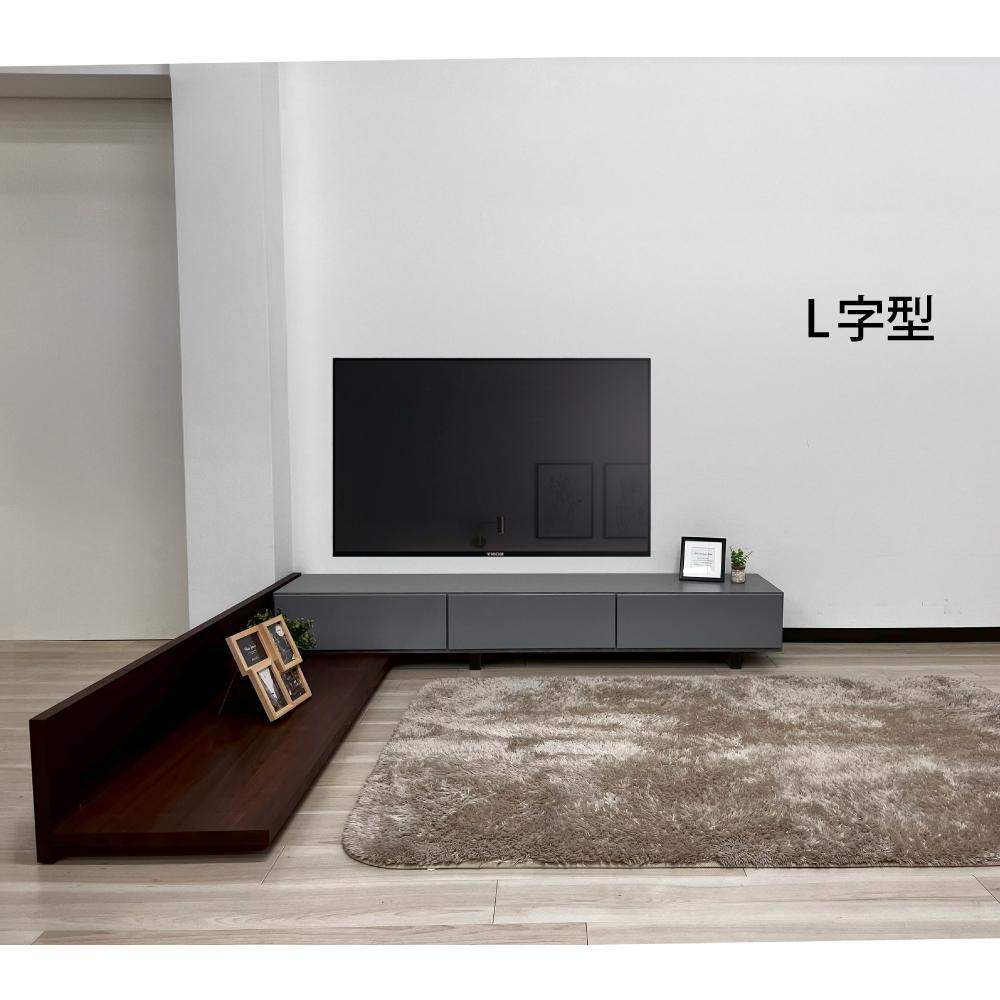 国産 伸縮式 テレビ台 レム 幅180‐300cm 上台アイボリー 下台グレージュ