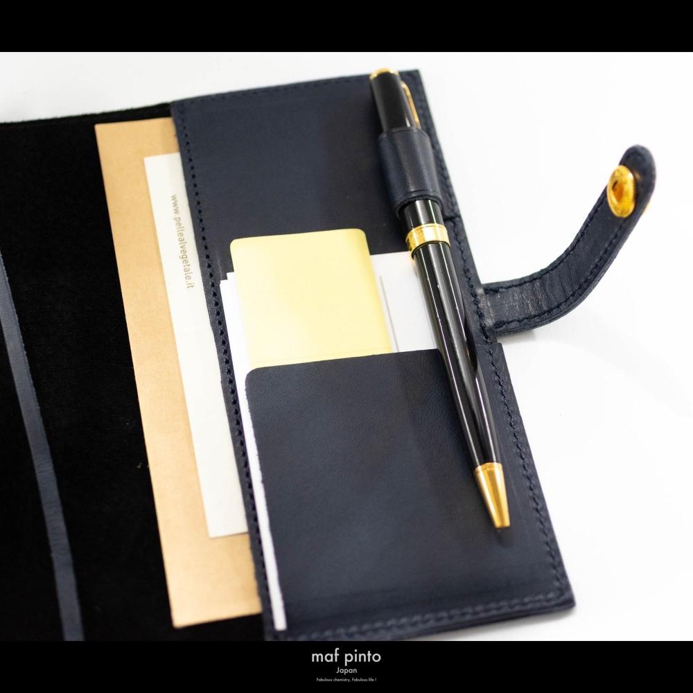 maf pinto (マフ ピント) レザー手帳カバー A6 (文庫本サイズ) ネイビー 本革 日本製