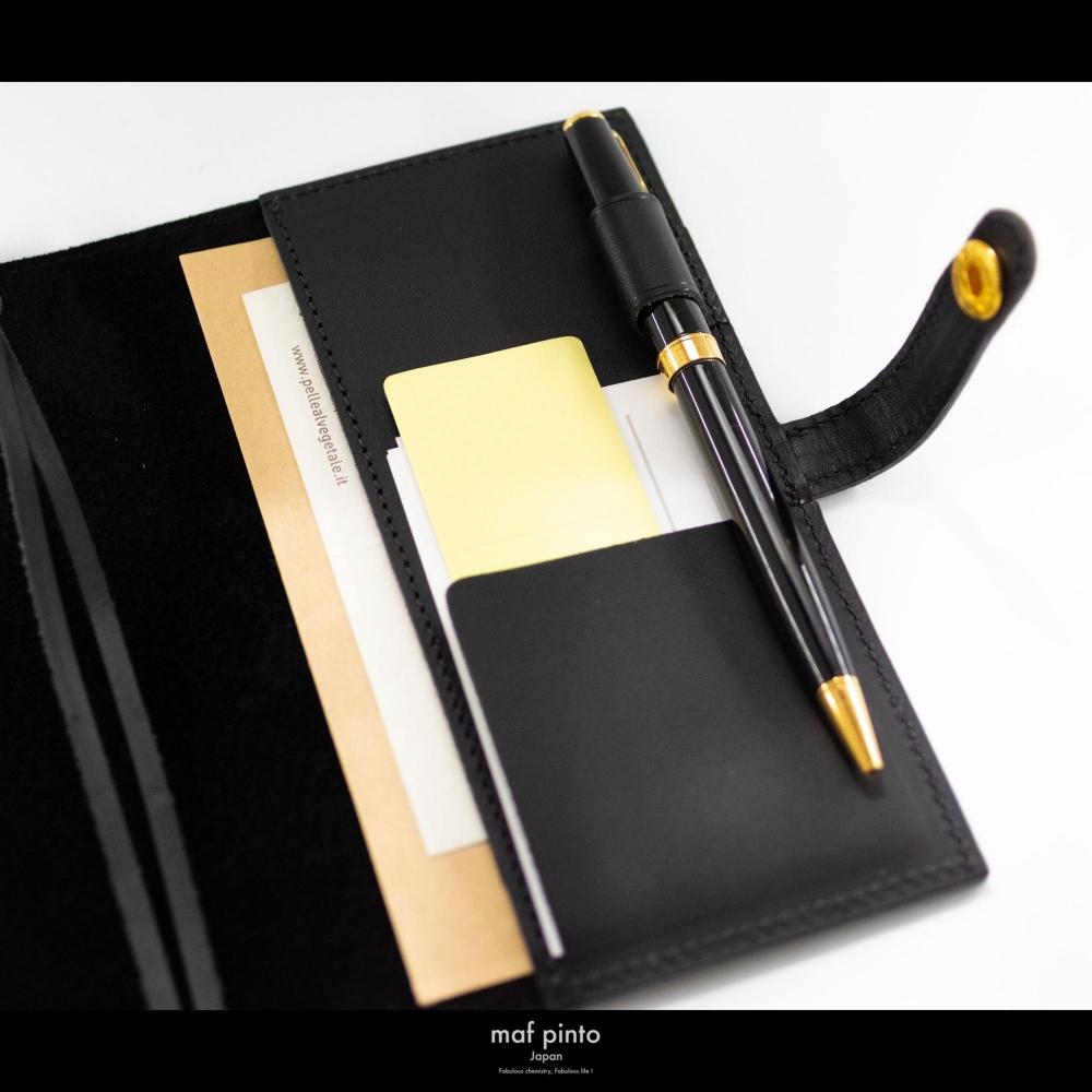 maf pinto (マフ ピント) レザー手帳カバー A6 (文庫本サイズ) ブラック 本革 日本製