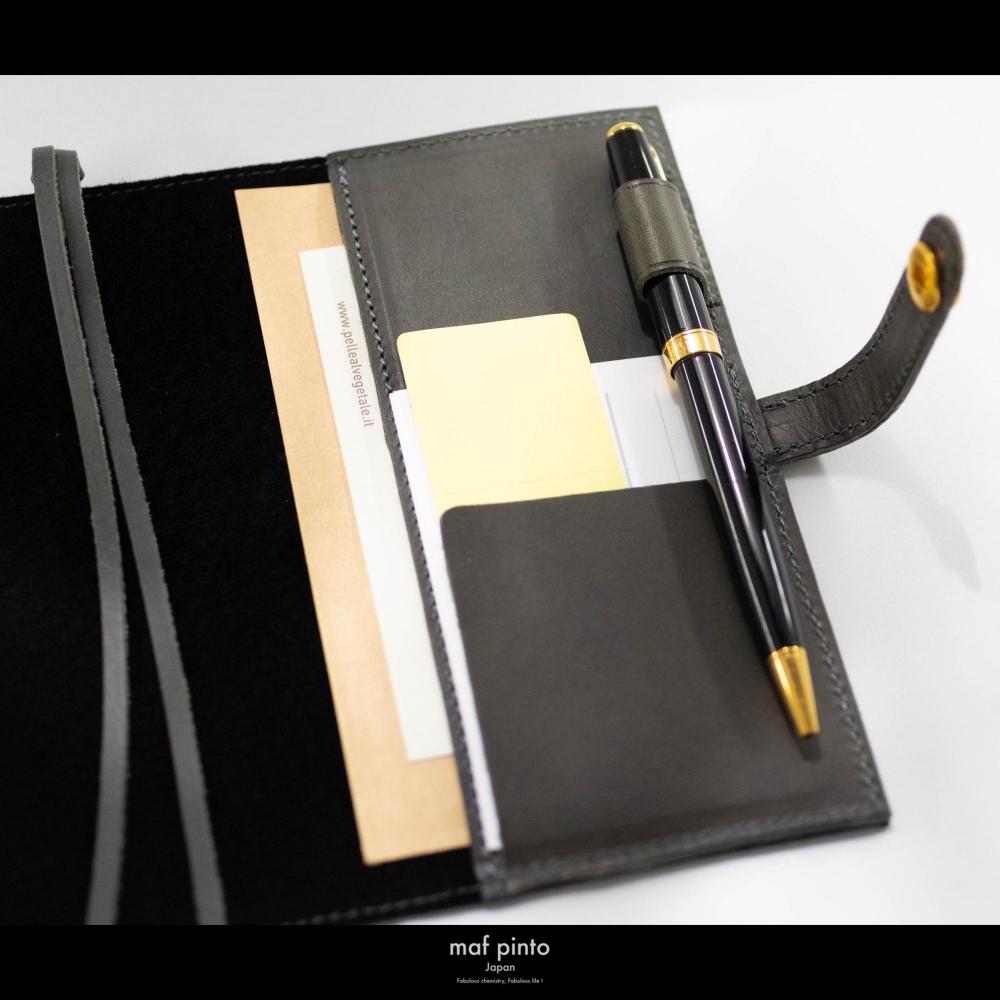 maf pinto (マフ ピント) レザー手帳カバー A6 (文庫本サイズ) グレー 本革 日本製