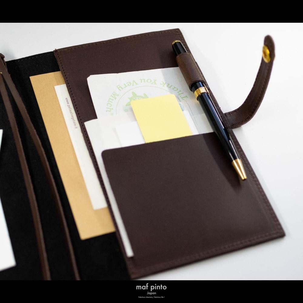 maf pinto (マフ ピント) レザー手帳カバー B6 ダークブラウン 本革 日本製