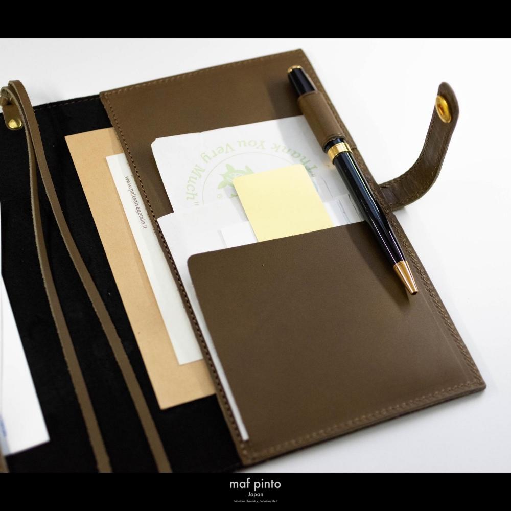 maf pinto (マフ ピント) レザー手帳カバー B6 オリーブ 本革 日本製