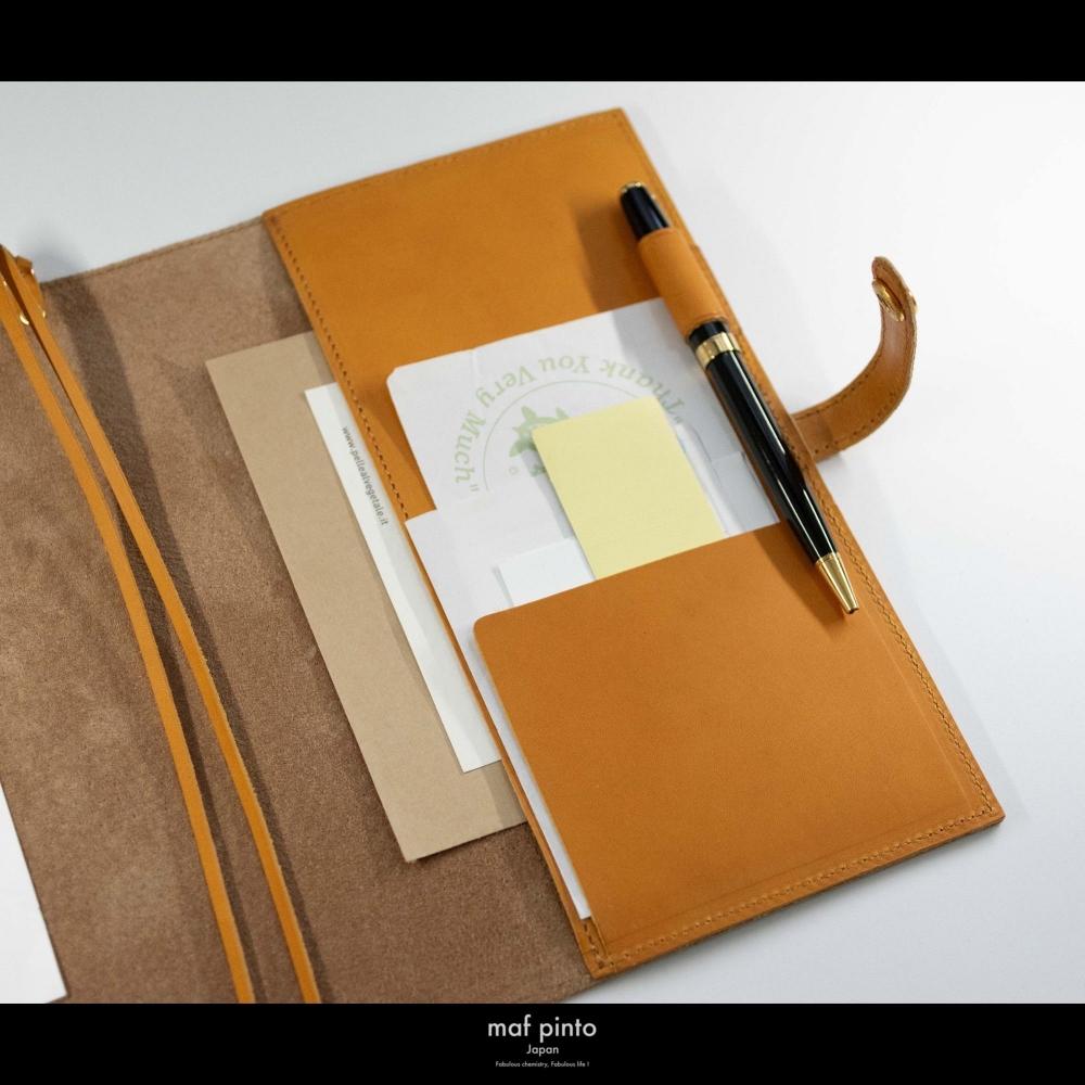 maf pinto (マフ ピント) レザー手帳カバー A5 イエロー 本革 日本製