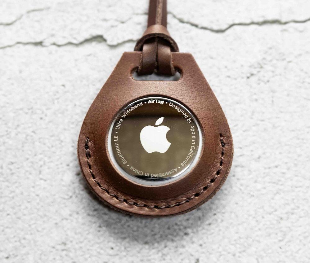 エアタグ用 ケース カバー レザー 本革 apple airtag 【ダークブラウン】