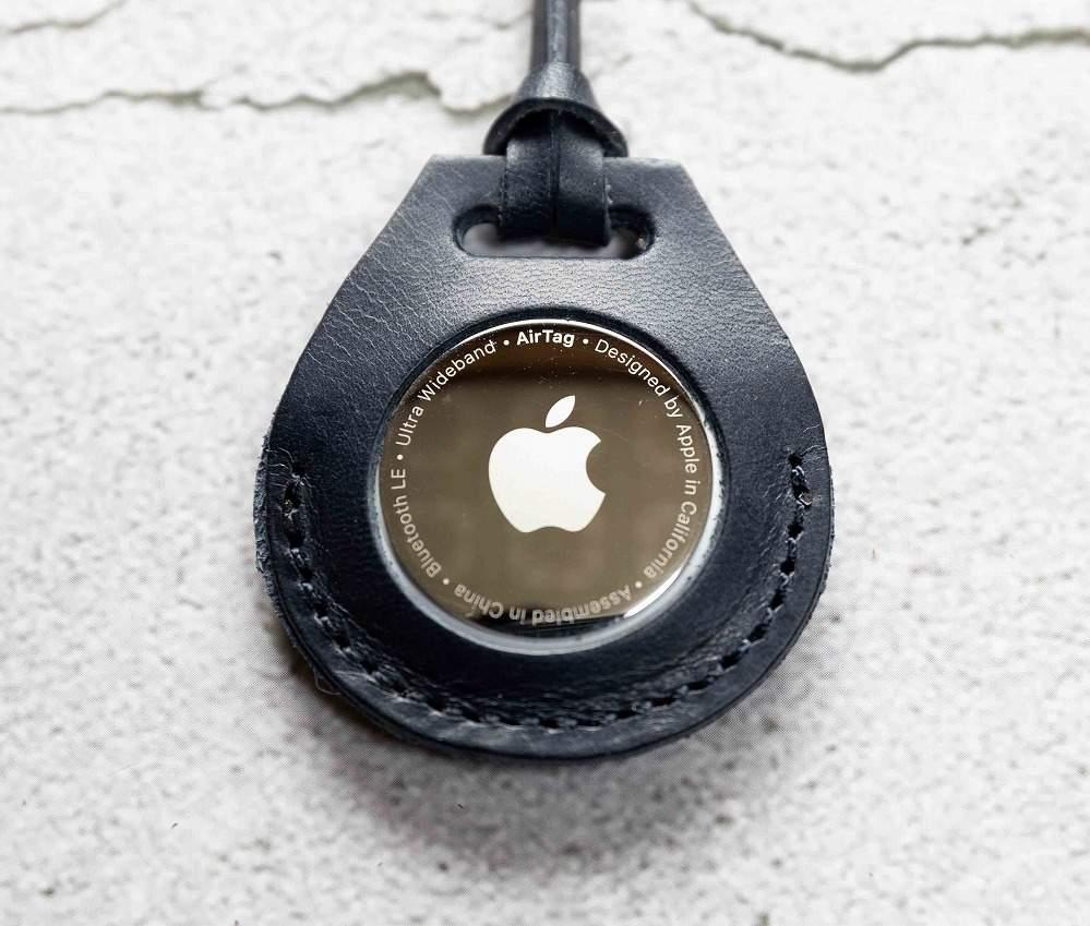 エアタグ用 ケース カバー レザー 本革 apple airtag 【ネイビー】