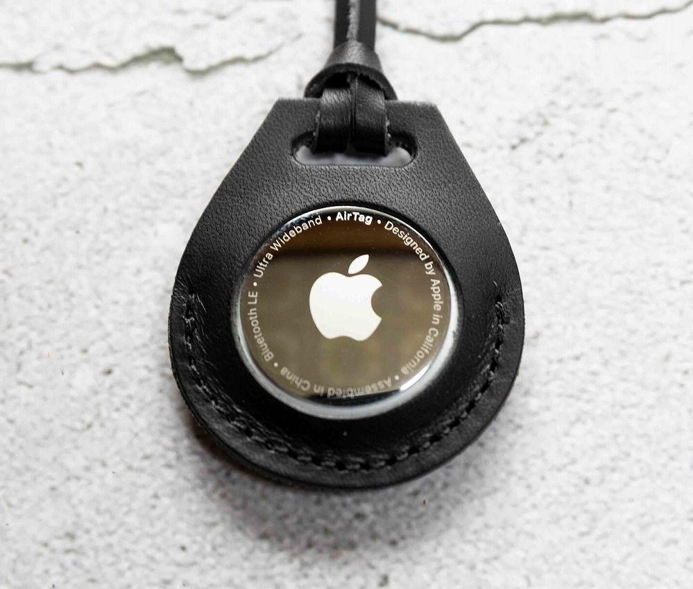 エアタグ用 ケース カバー レザー 本革 apple airtag 【ブラック】