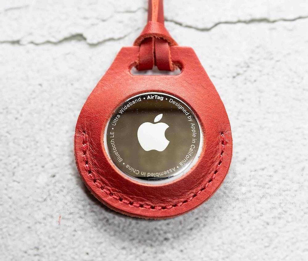 エアタグ用 ケース カバー レザー 本革 apple airtag 【レッド】