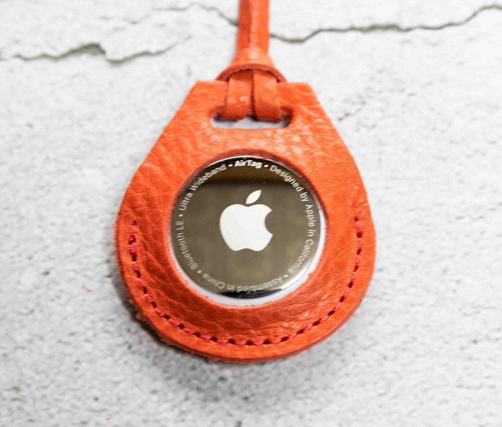 エアタグ用 ケース カバー レザー 本革 apple airtag 【レッド シュリンク】
