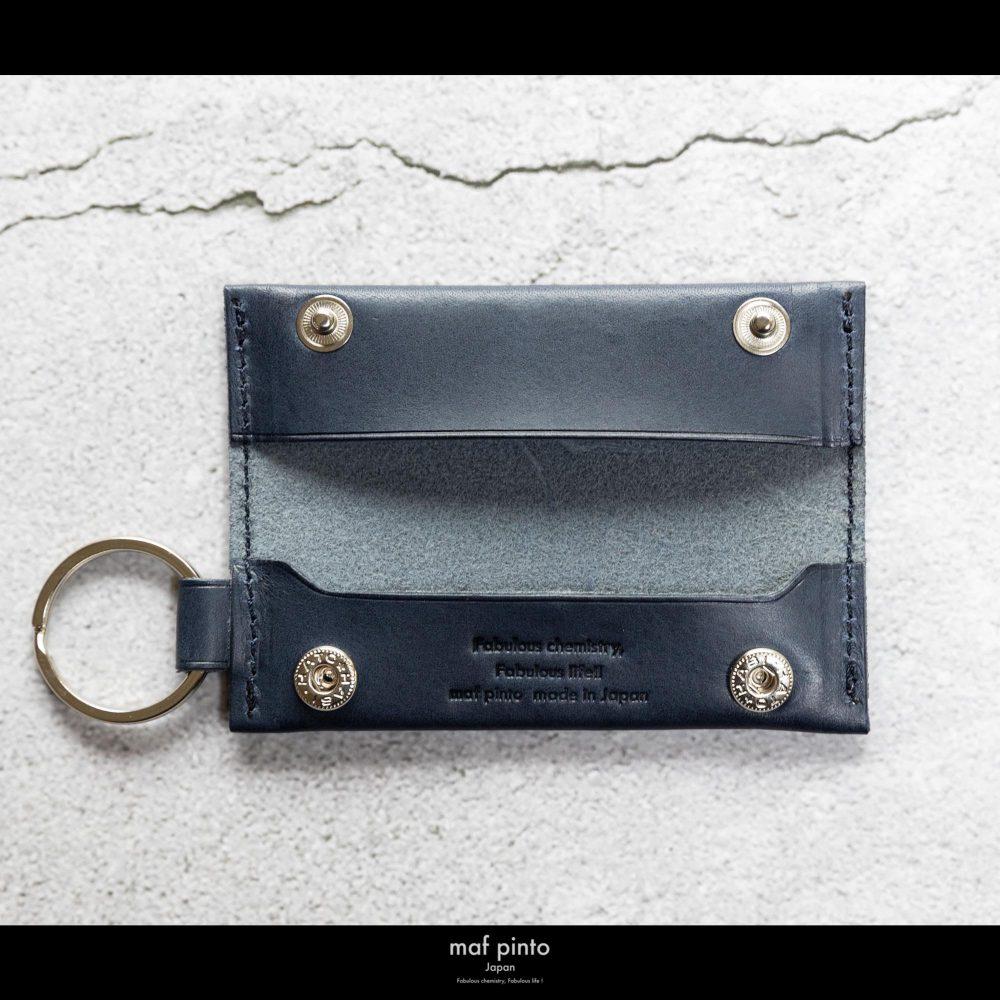 maf pinto (マフ ピント) キーリング キーホルダー 小銭入れ付き ミニ財布 ネイビー レザー 本革 日本製