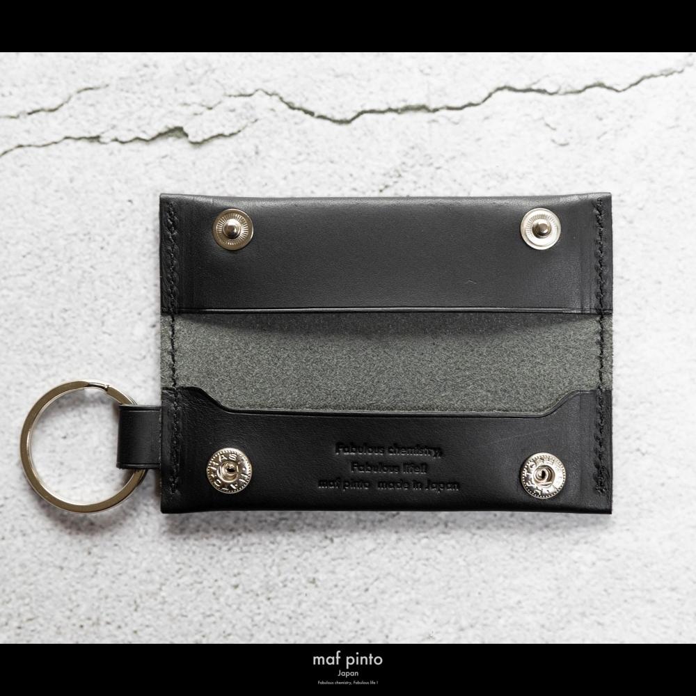 maf pinto (マフ ピント) キーリング キーホルダー 小銭入れ付き ミニ財布 ブラック レザー 本革 日本製