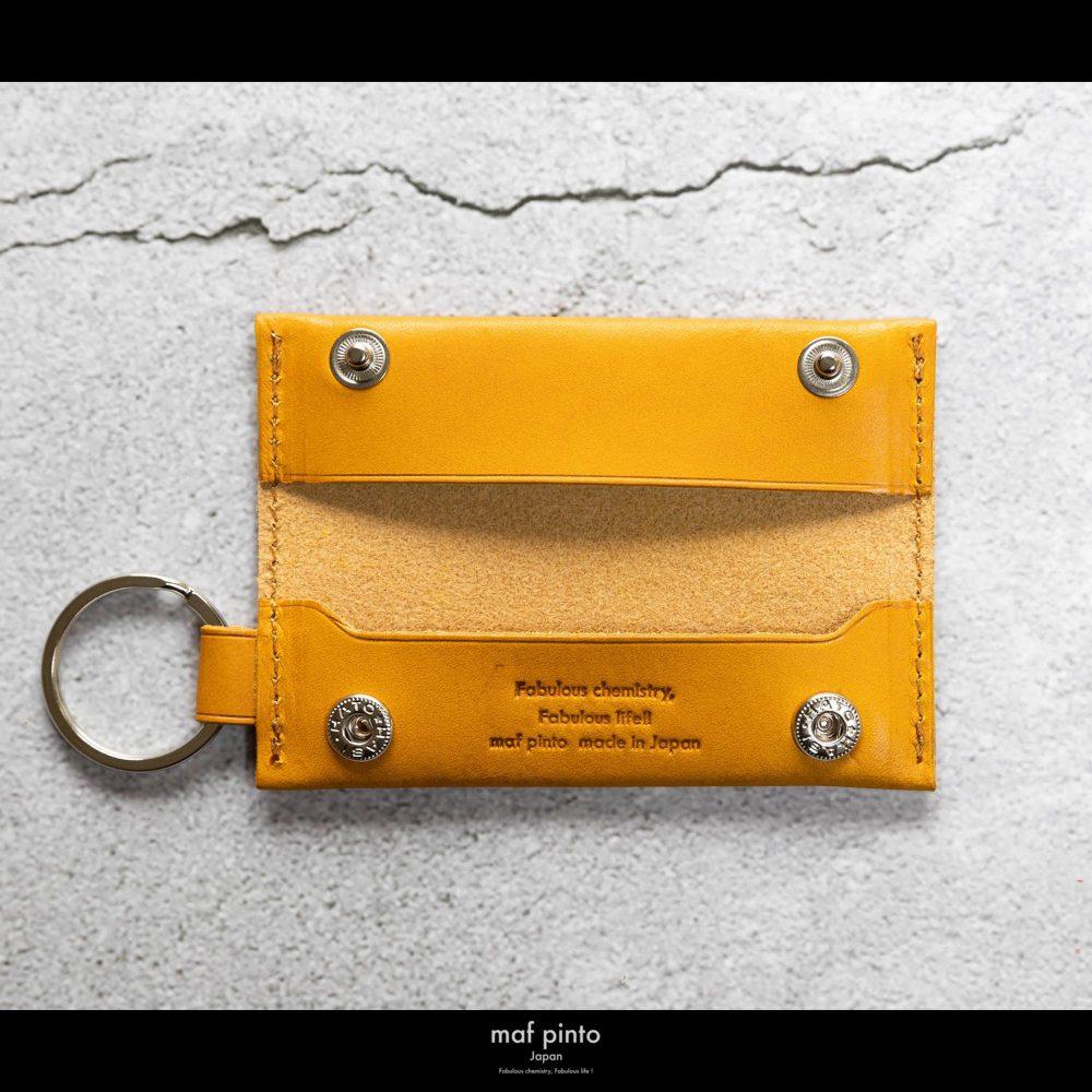 maf pinto (マフ ピント) キーリング キーホルダー 小銭入れ付き ミニ財布 イエロー レザー 本革 日本製