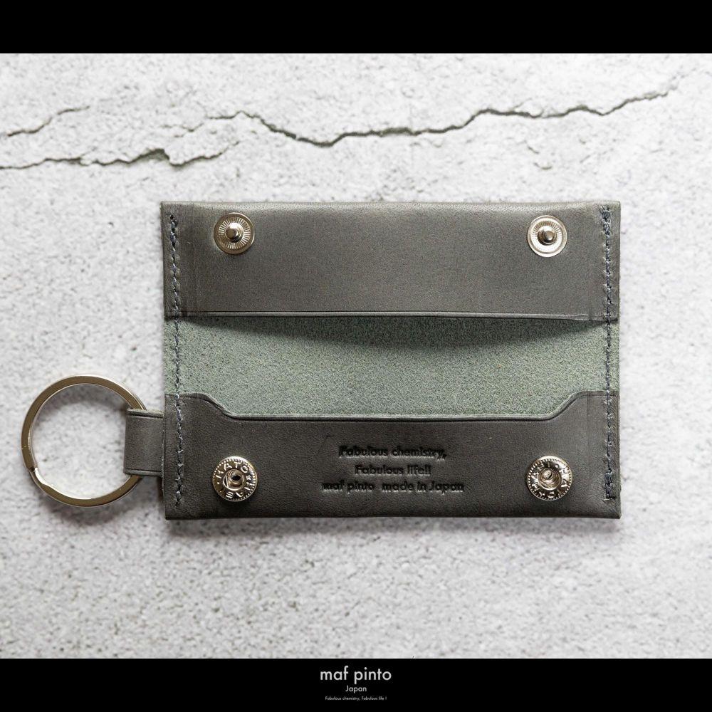 maf pinto (マフ ピント) キーリング キーホルダー 小銭入れ付き ミニ財布 グレー レザー 本革 日本製