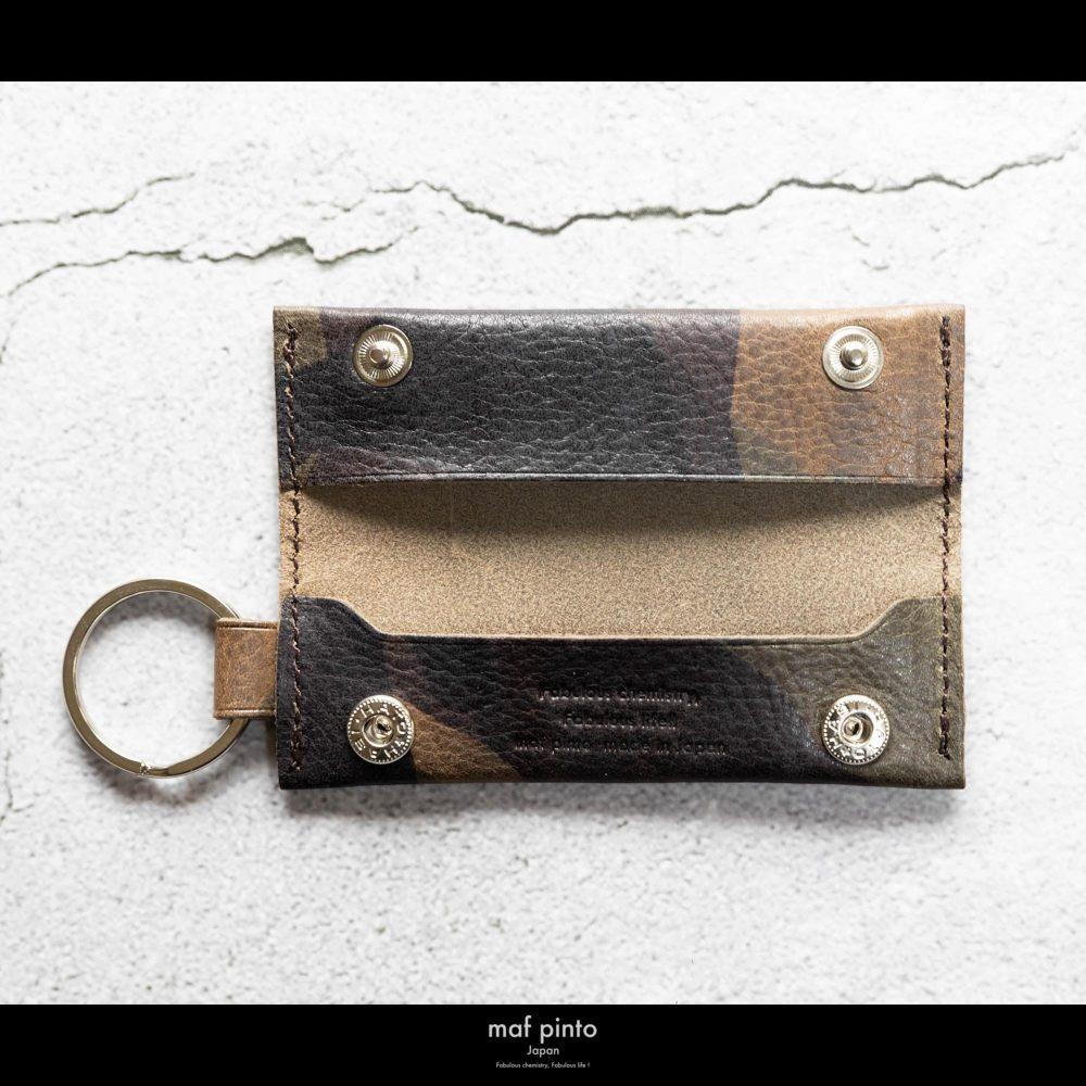 maf pinto (マフ ピント) キーリング キーホルダー 小銭入れ付き ミニ財布 カモフラージュ ダーク レザー 本革 日本製