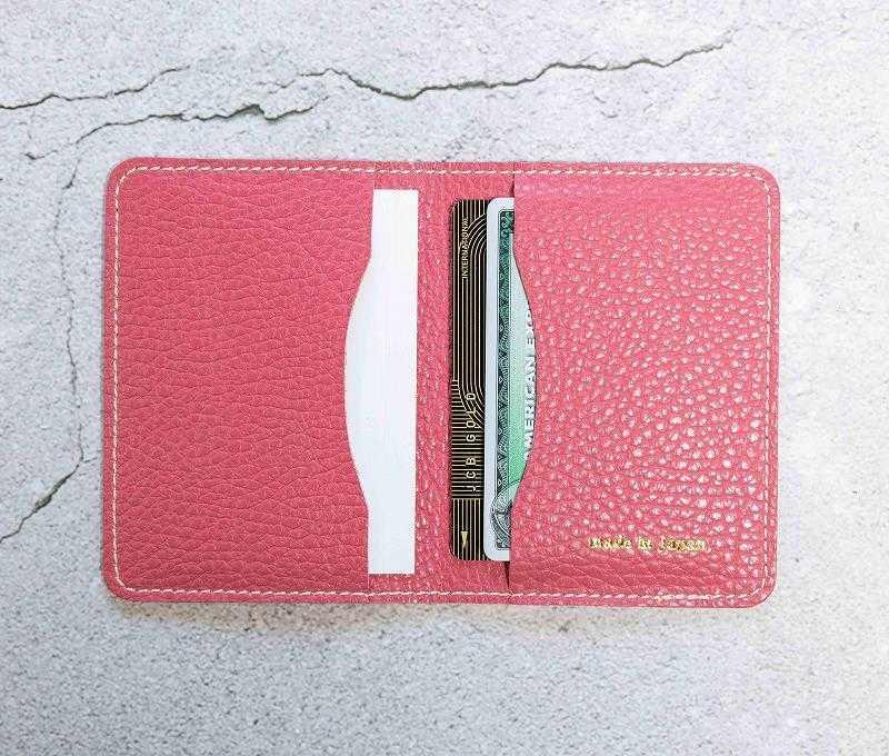 maf pinto (マフ ピント) レザーカードケース クリアポケット ピンク ADRIA LINE 本革 日本製