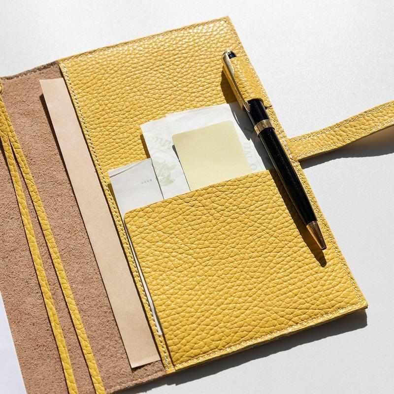 maf pinto (マフ ピント) 手帳カバー A5サイズ ライトイエロー ADRIA LINE レザー 本革 日本製