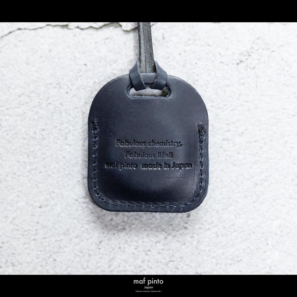 maf pinto (マフ ピント) air tag ケース カバー スクエア 保護 ネイビー レザー 本革 日本製