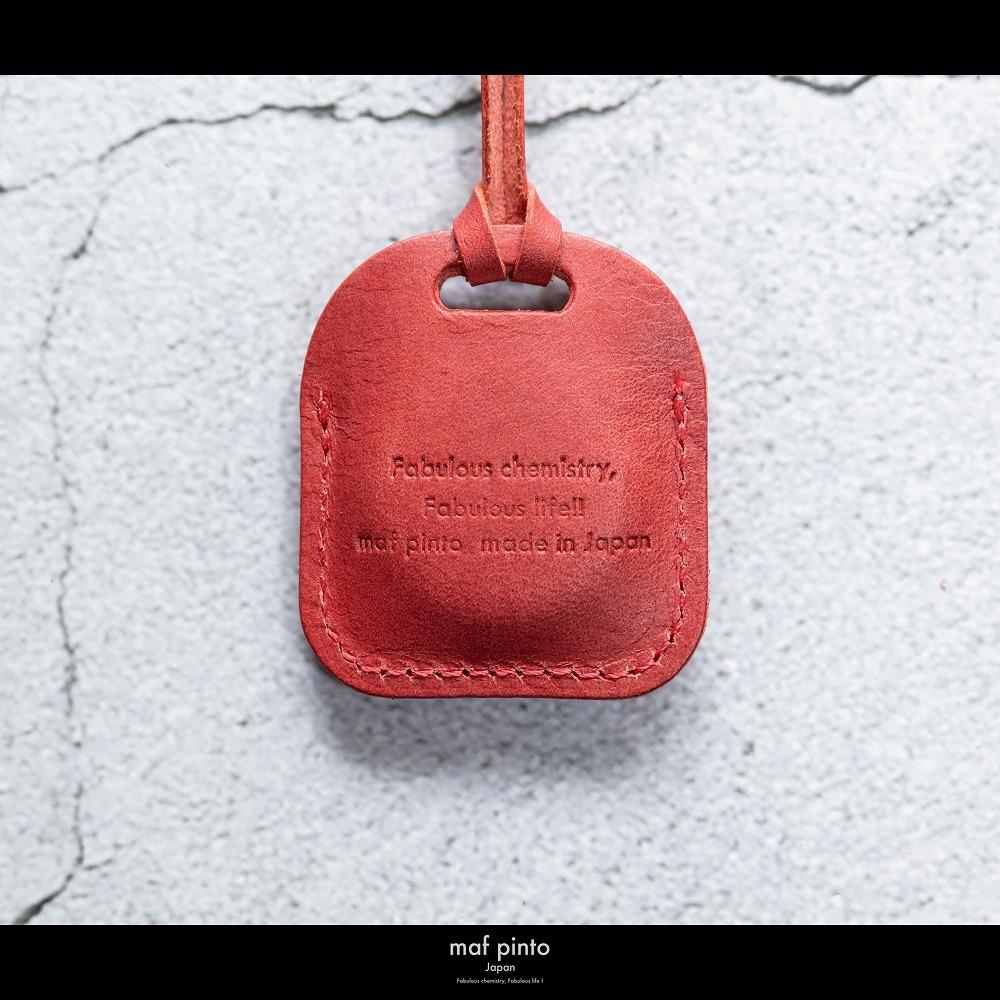maf pinto (マフ ピント) air tag ケース カバー スクエア 保護 レッド レザー 本革 日本製