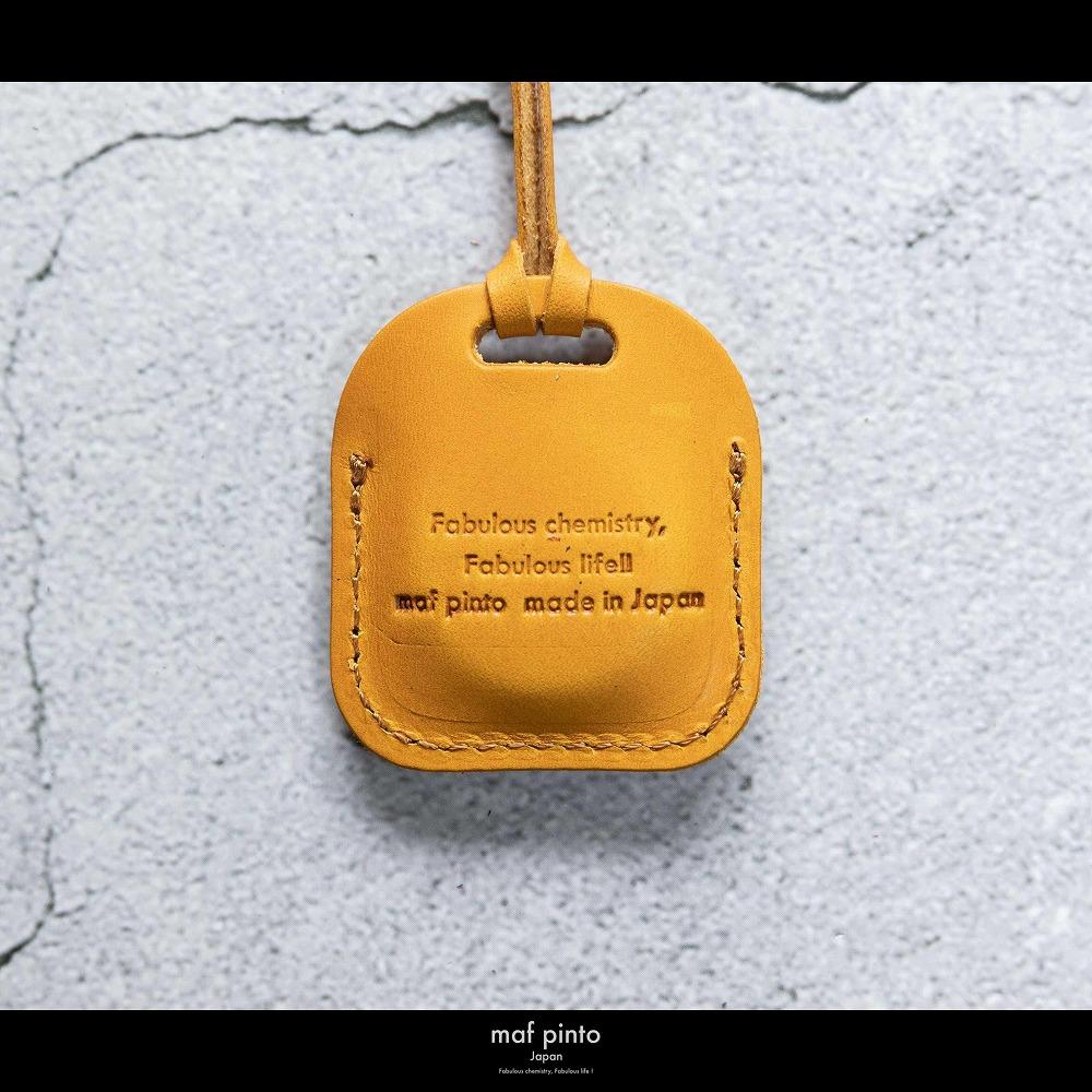 maf pinto (マフ ピント) air tag ケース カバー スクエア 保護 イエロー レザー 本革 日本製