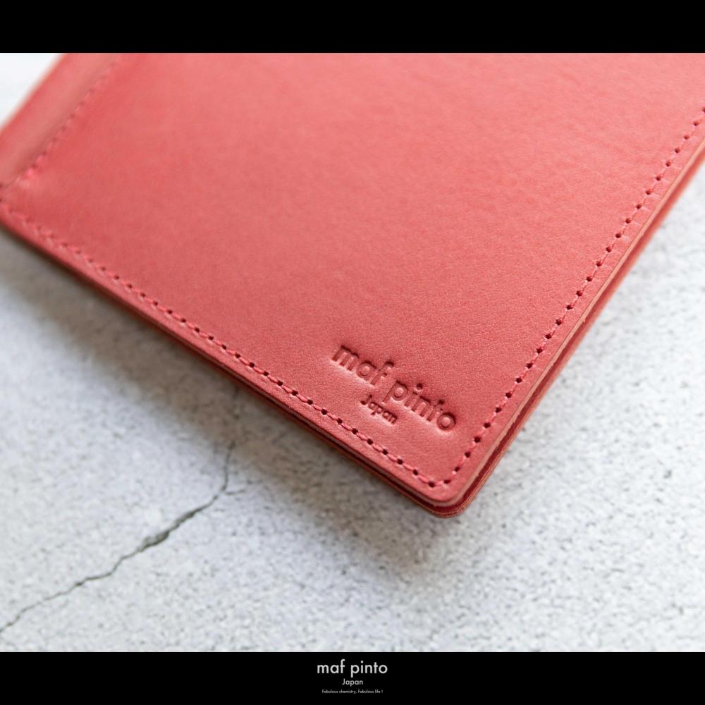 maf pinto (マフ ピント) マネークリップ 二つ折り財布 レッド 薄い カード収納 レザー 本革 日本製