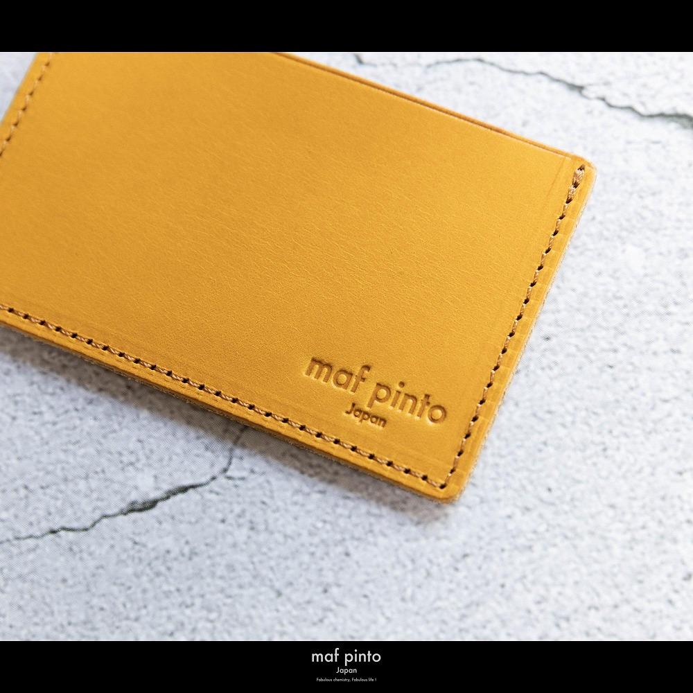 maf pinto (マフ ピント) カードケース 1枚 免許証 マイナンバーカード 薄型 スリム イエロー レザー 本革 日本製
