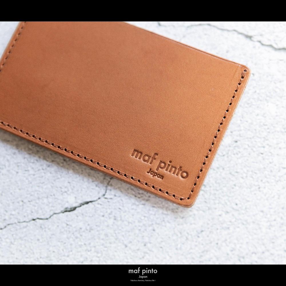 maf pinto (マフ ピント) カードケース 1枚 免許証 マイナンバーカード 薄型 スリム ライトブラウン(同色ステッチ) レザー 本革 日本製
