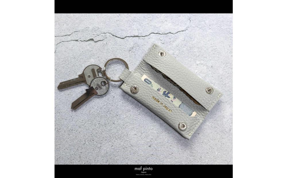 maf pinto (マフ ピント) キーリング キーホルダー 小銭入れ付き ミニ財布 ライトグレー ADRIA LINE レザー 本革 日本製