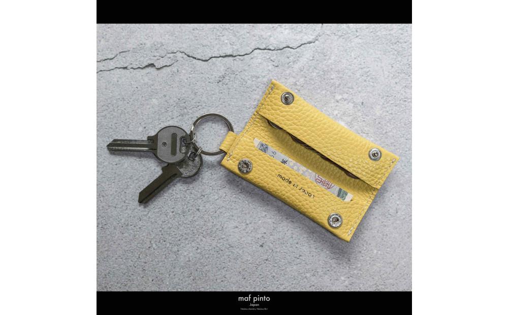 maf pinto (マフ ピント) キーリング キーホルダー 小銭入れ付き ミニ財布 ライトイエロー ADRIA LINE レザー 本革 日本製